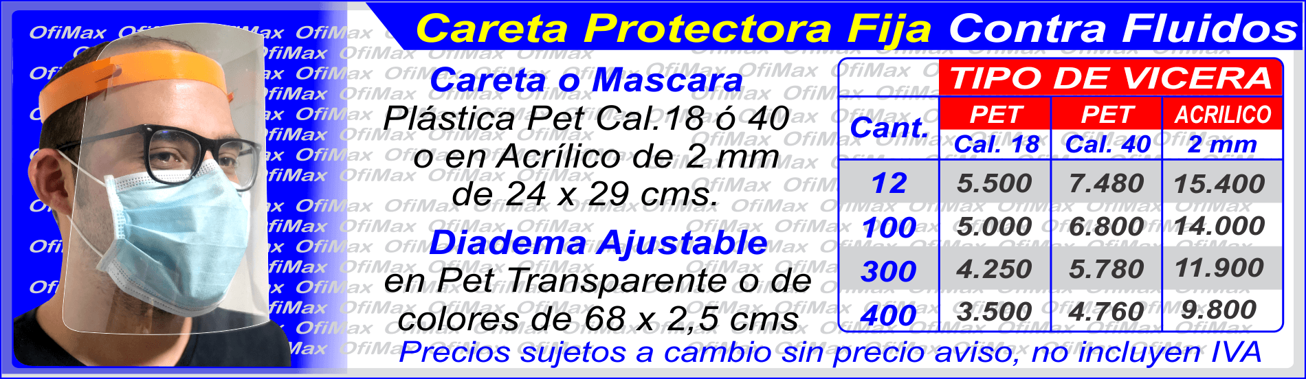 precios de caretas protectoras contra fluidos, colombia